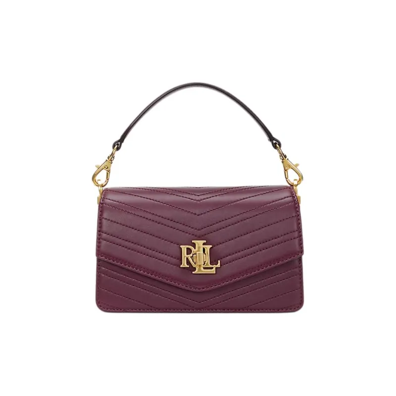 Ralph Lauren Sheepskin One Shoulder Handbag Small Size Women's Black Purple-0