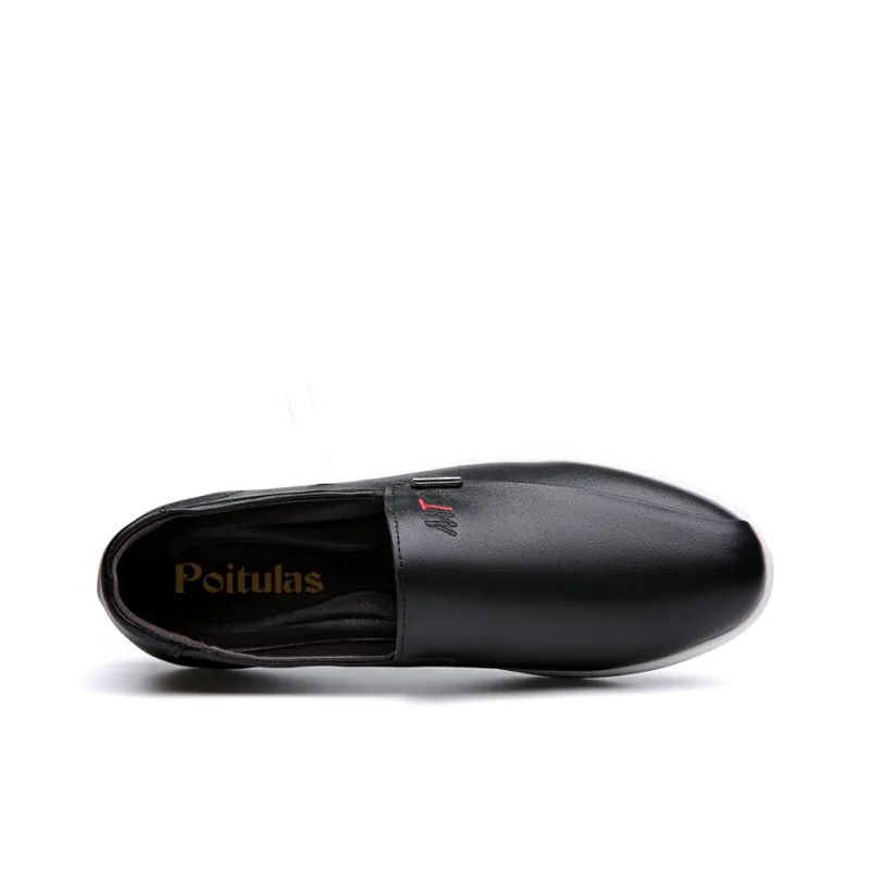 Poitulas Men's Casual Shoes Men Low Top Black/White-7
