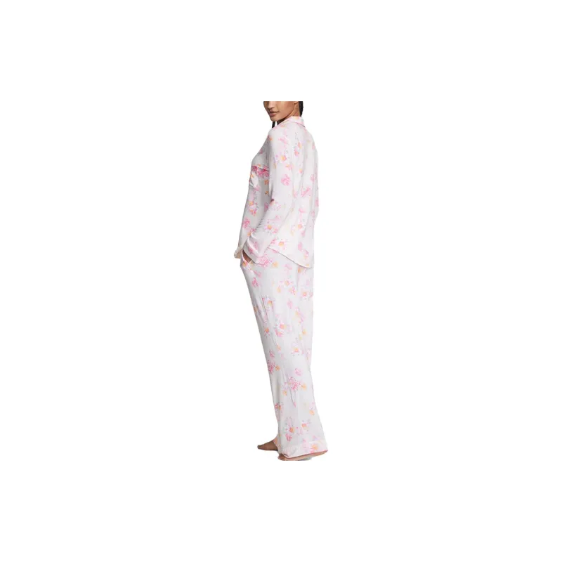 Victoria's Secret Modal Long Pajama Set Pajama Set Women's Light Pink Floral Print-1