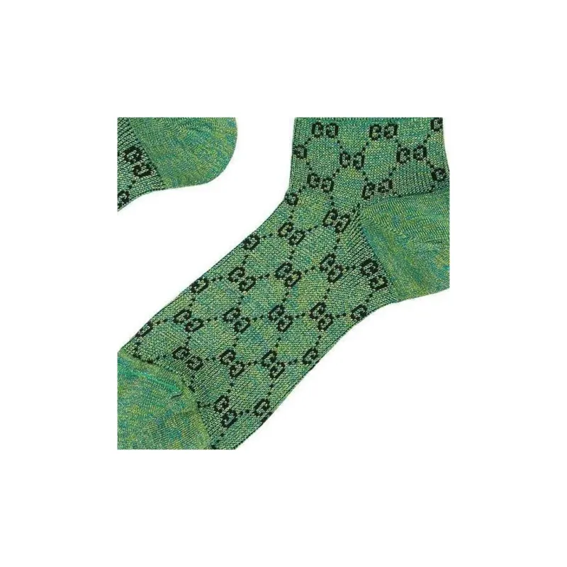 GUCCI Gg Monogram Ankle Socks Green-5