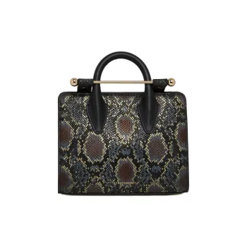 Strathberry Leather Tote Bag Shopping Bag Shoulder Bag Crossbody Bag Handbag Nano Women's Black Gold
