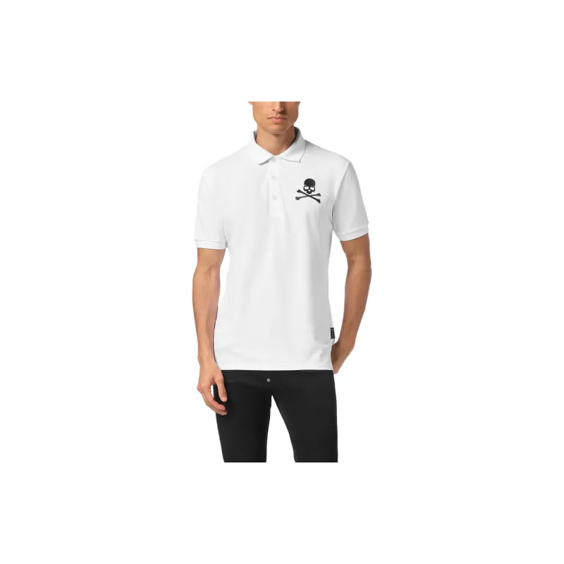 PHILIPP PLEIN Skull&Bones print Cotton Polo Shirt-2