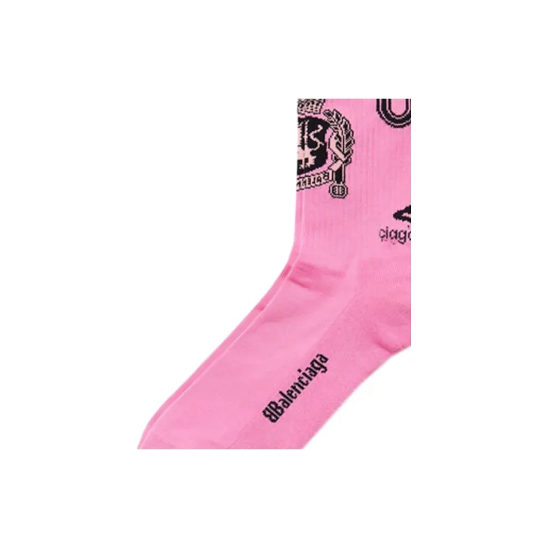Balenciaga Soccer SS24 Mid-Calf Socks Men's 1 Pack Pink-3