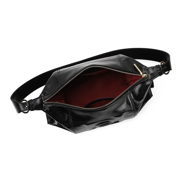 PIERRE CARDIN Cow Leather Shoulder Bag Women's Black/Brown/Ecru-6