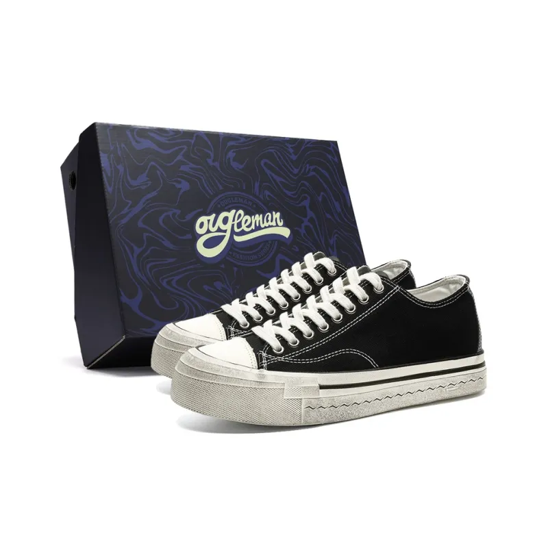 OUGLEMEN Lightweight Height Increasing Low Top Canvas Shoes Men's Gift Box Set-14