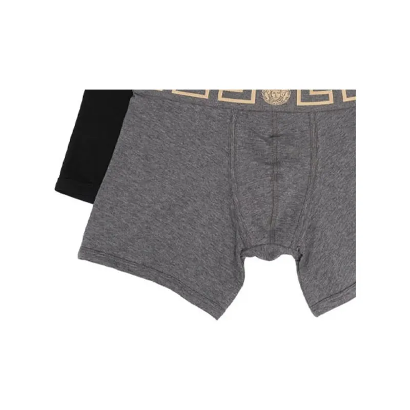 VERSACE Greca Border Long Trunks 2 Pack 'Grey/Black'-5