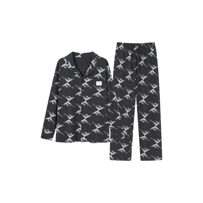 Qin Jing Pajama Set Men's Gift Box Set Dark Gray-1