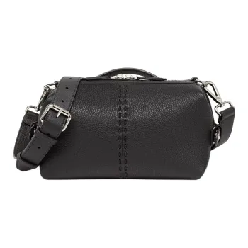FENDI Calfskin Shoulder Bag Crossbody Bag Small Size Men's Black
