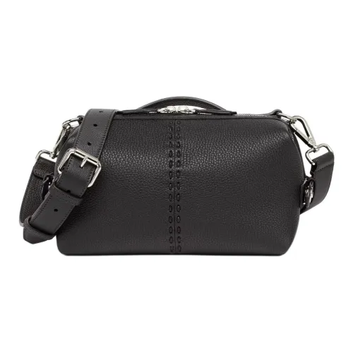 FENDI Calfskin Shoulder Bag Crossbody Bag Small Size Men's Black