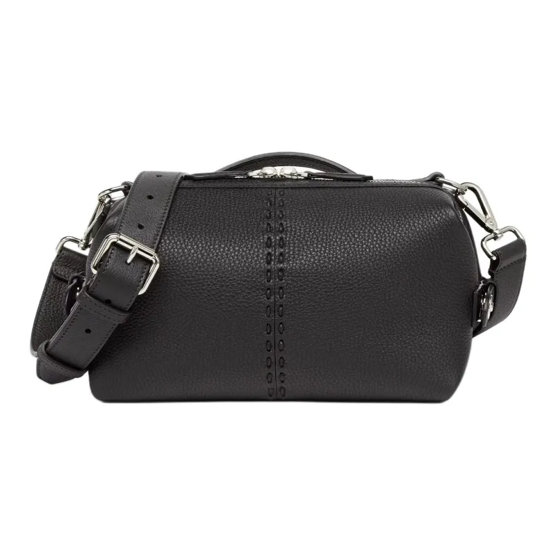 FENDI Calfskin Shoulder Bag Crossbody Bag Small Size Men's Black-0