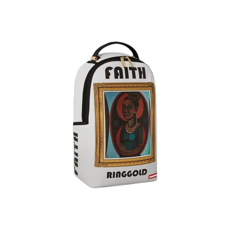 SPRAYGROUND FAITH RINGOLD Collaboration Artificial Leather Backpack Unisex White-1
