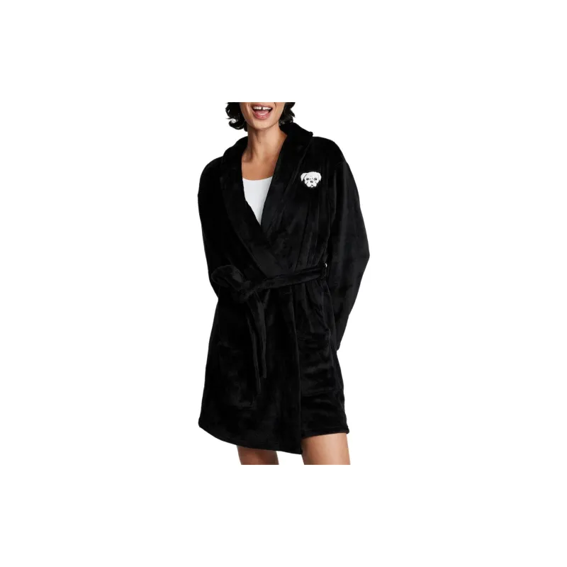 Victoria's Secret Sequin Mini Slip Dress/Pure Black Pajama Robe Women's Black-1