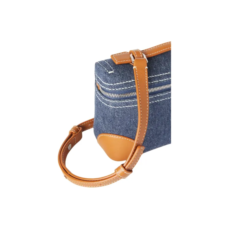 Loro Piana ExtraPocket Denim Shoulder Bag Crossbody Bag Handbag Regular Women's Wave Blue With Wheat Bran-4