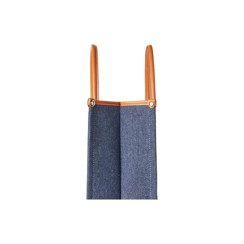 Loro Piana Cotton And Linen Blend Tote Bag Shopping Bag Handbag Large Size Men's Wave Blue-2