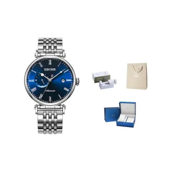 EBOHR Master Collection Mechanical Movement Stainless Steel Strap Watch Men's Watches Blue Dial
