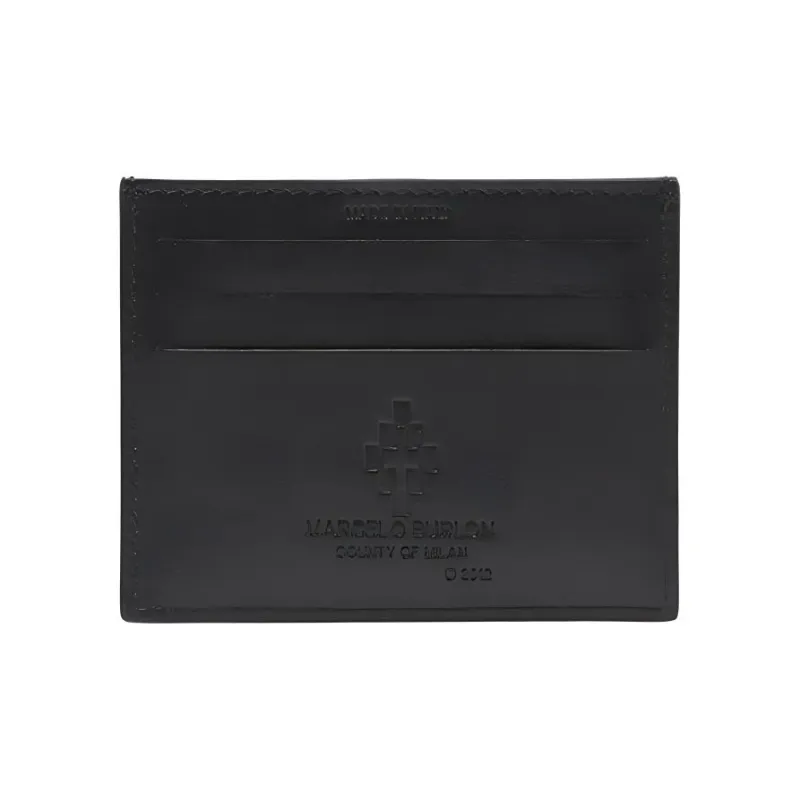 MARCELO BURLON COUNTY OF MILAN Cow Leather Card Clip Card Holder Regular Men's Black-1