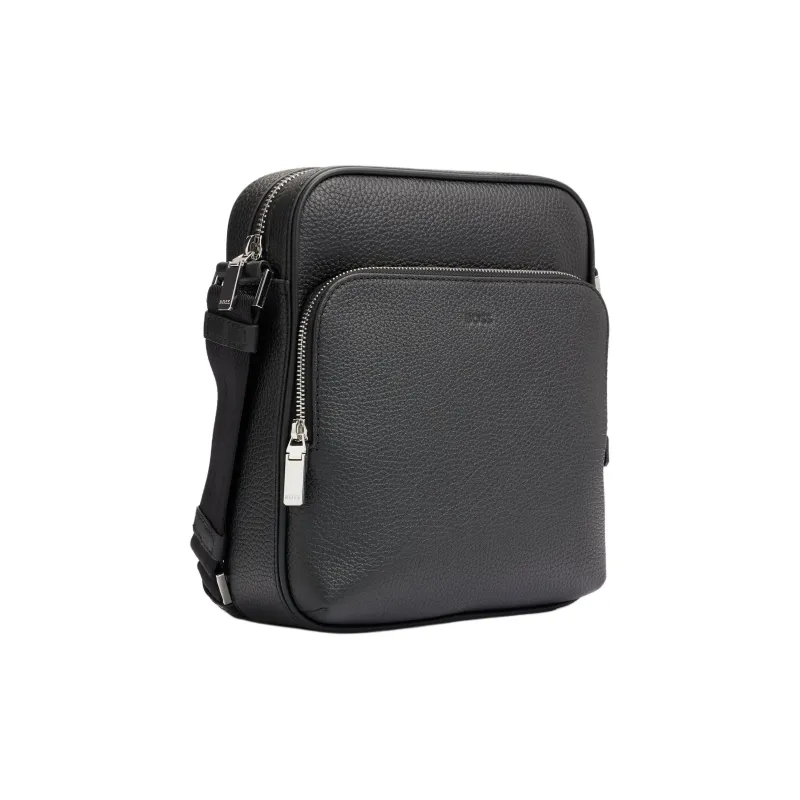 HUGO BOSS Leather Shoulder Bag, Crossbody Bag Men's Black-1