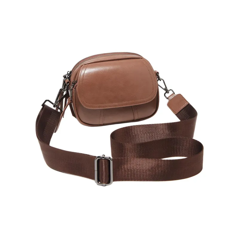 Marino Orlandi Cow Leather Small Round Bag, Small Square Bag, Shoulder Bag Trumpets Women's Coffee-8