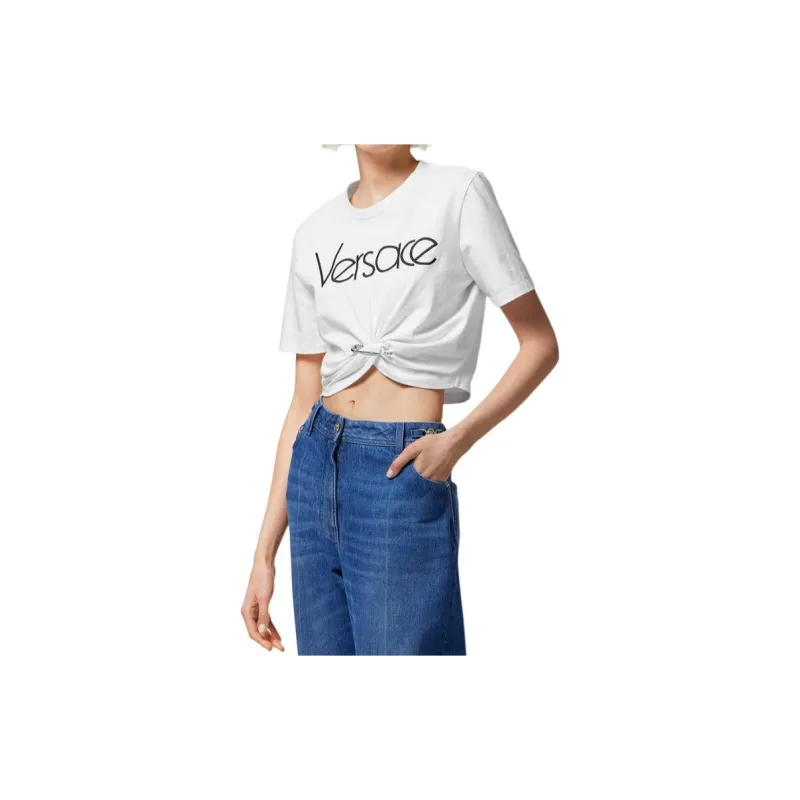 VERSACE Logo Jersey T Shirt 'White Black'-2