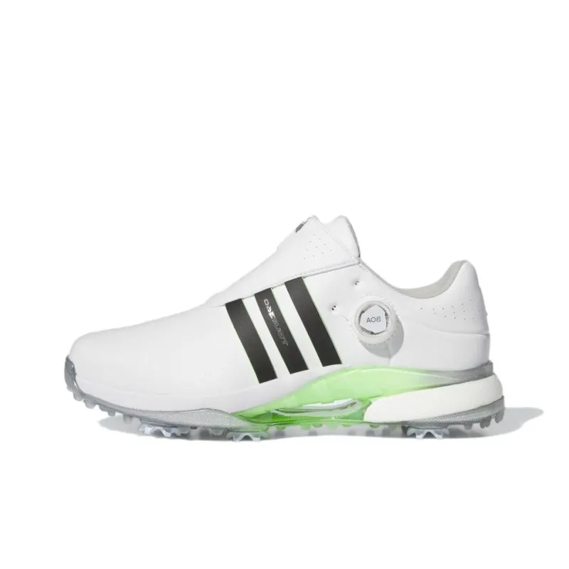 Adidas Tour360 Anti Slip Wear Resistant Low Top Golf Shoes Men's White Green-0