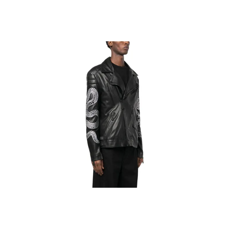 PHILIPP PLEIN Snake print Biker Jacket-5