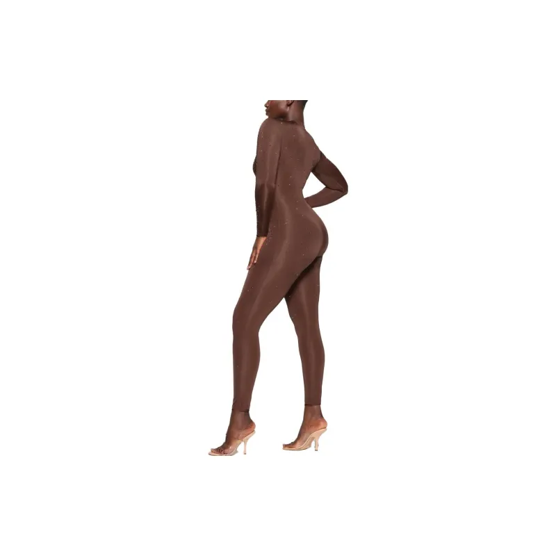 Skims X Swarovski Jelly Sheer Long Sleeve Catsuit Sienna-2