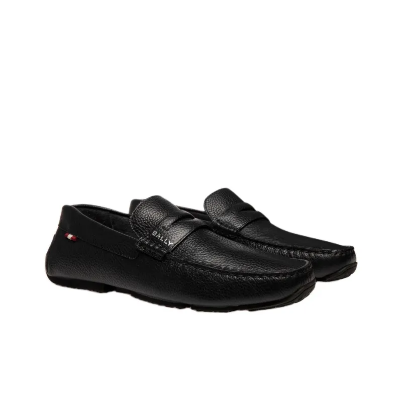 BALLY Pilot Driver Grained Leather Loafers-2