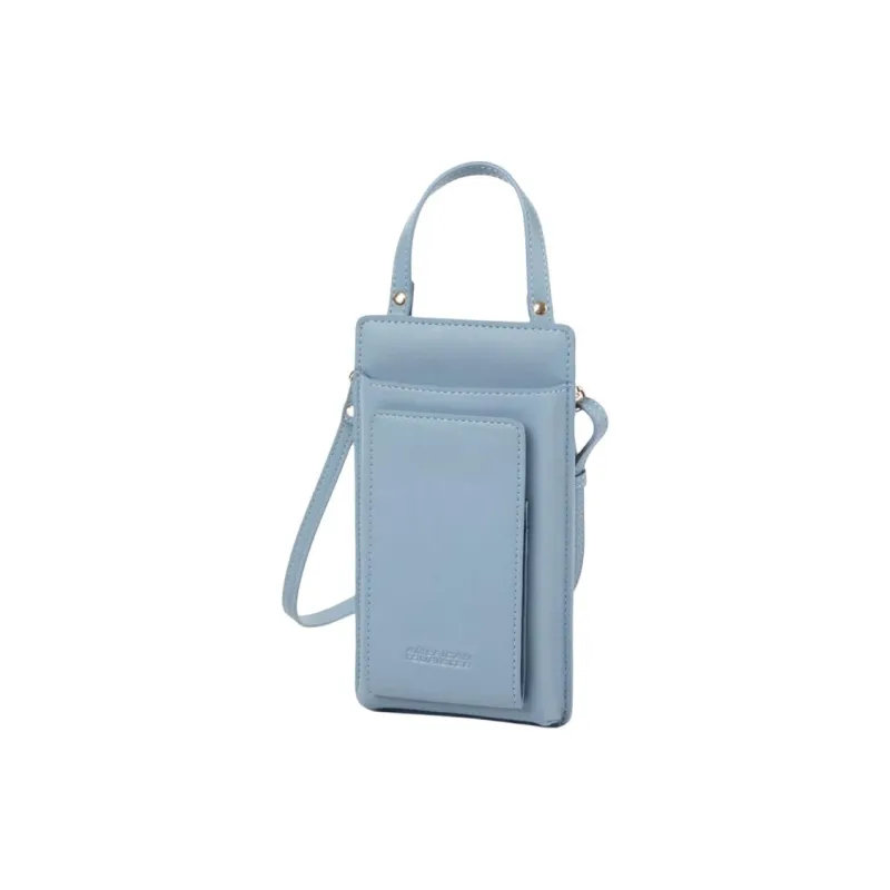 AMERICAN TOURISTER Polyurethane Cell Phone Pouch, Crossbody Bag Mini Women's Gray Blue-1