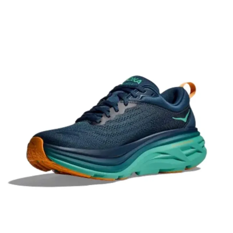 HOKA ONE ONE Bondi 8 Anti Slip Wear Resistant Low Top Casual Running Shoes Men's Blue-2