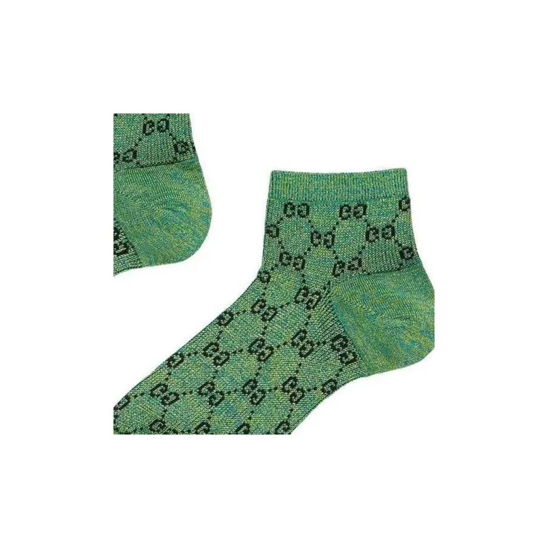GUCCI Gg Monogram Ankle Socks Green-4