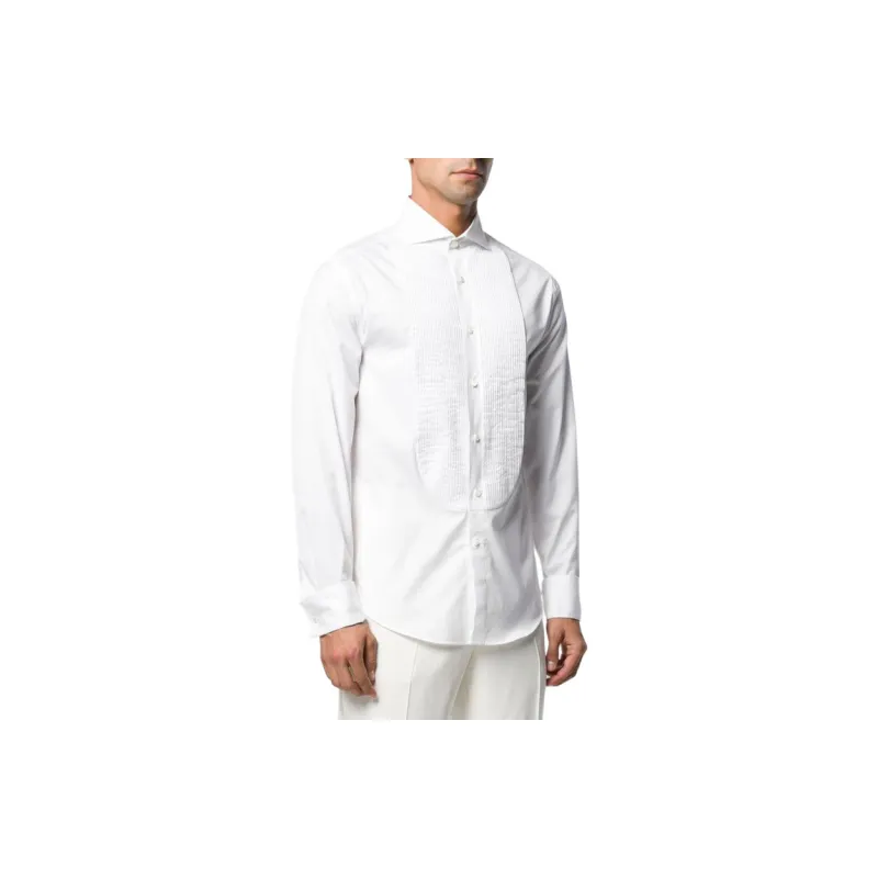 Brunello Cucinelli Long Sleeve Pleated Bib Shirt-3