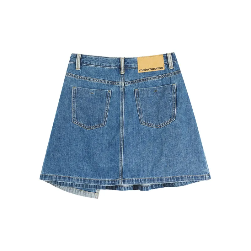 Metersbonwe Casual Short Skirts Women's Denim Medium Blue-1