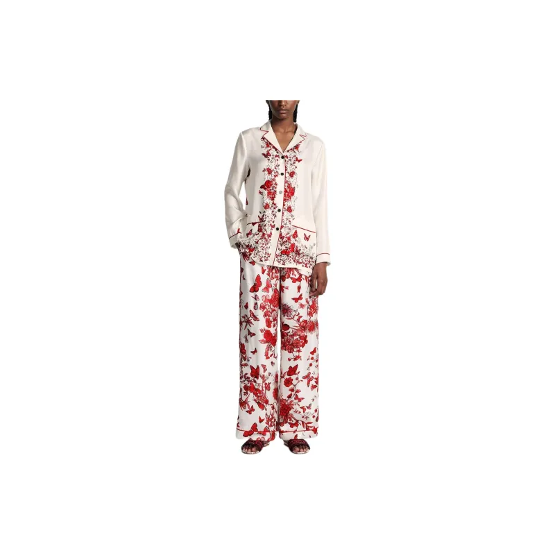 DIOR Pajama Pants Women's Red White-2