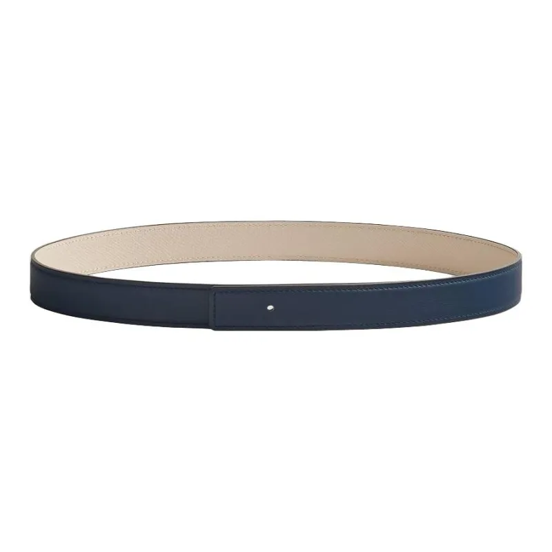 HERMES Epsom Leather Leather Belts Unisex Dark Blue/Khaki Width: 3.2CM-0