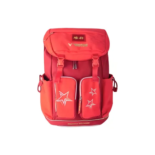VICTOR Polyester With PU Synthetic Leather Backpack Regular Unisex Red