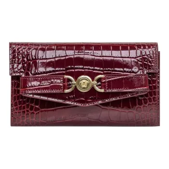 VERSACE Leather Crossbody Bag, Shoulder Bag Women's Burgundy