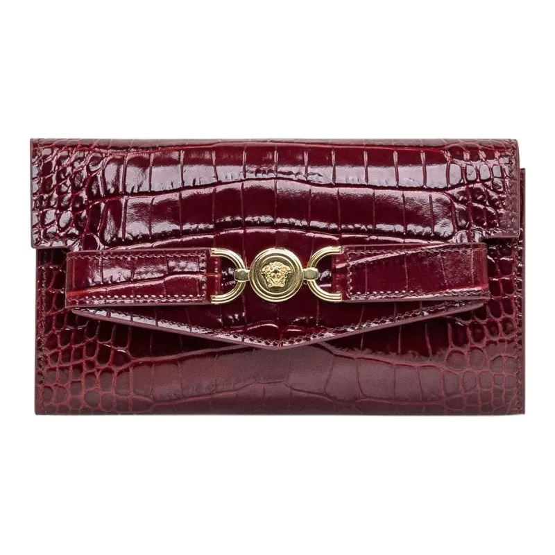 VERSACE Leather Crossbody Bag, Shoulder Bag Women's Burgundy-0