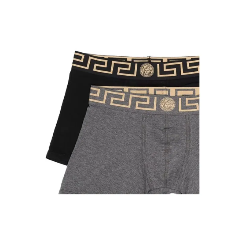 VERSACE Greca Border Long Trunks 2 Pack 'Grey/Black'-3