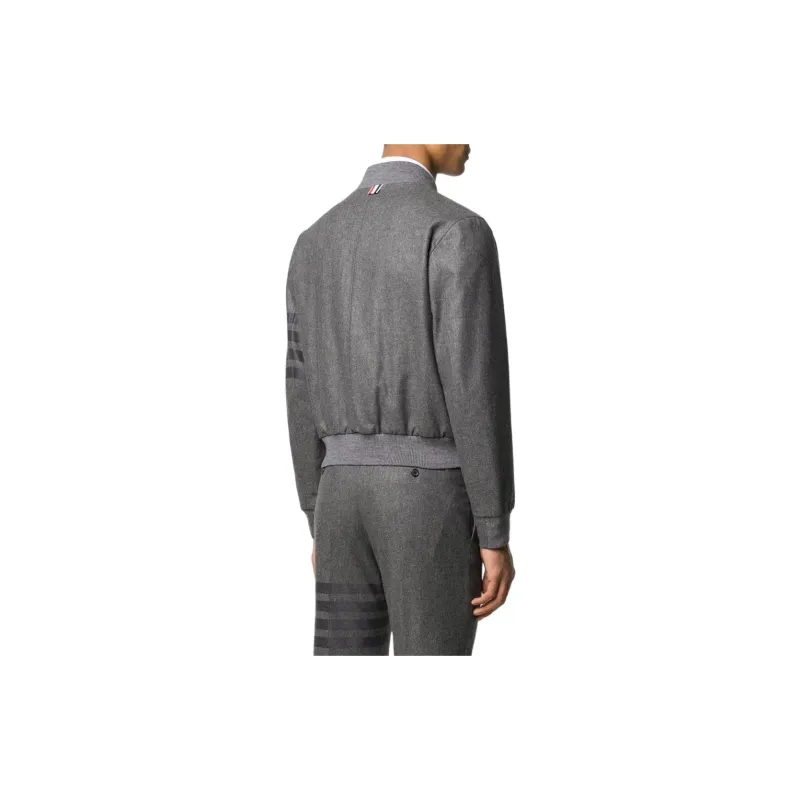 THOM BROWNE Tonal 4 Bar Flannel Blouson Jacket-4