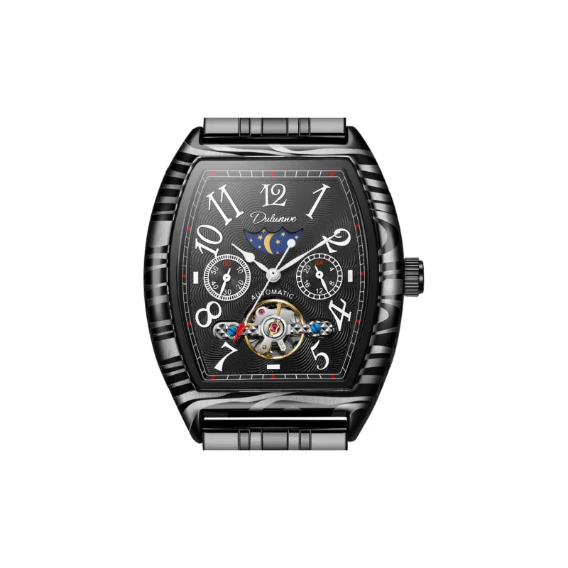 Dulunwe Automatic Mechanical Movement Steel Strap Watch Men's Watches White Dial-4