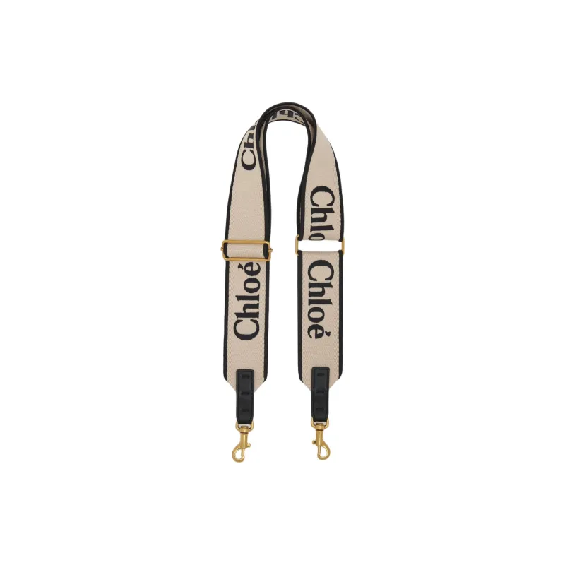 Chloe Polyester Bag Strap Women's White & Black-0