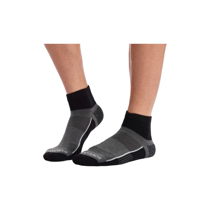 Saucony Inferno Quarter 3-Pack Socks Mid-Calf Socks Men's 3 Pack Gray-2