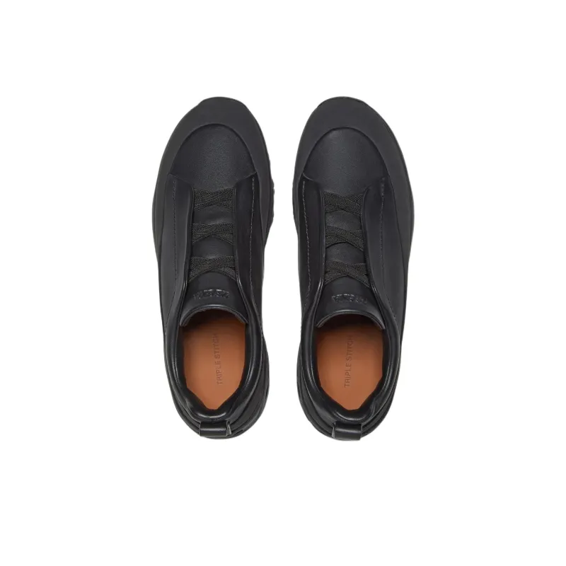 Zegna Triple Stitch Monte Low-Top Casual Shoes Men's Black-3