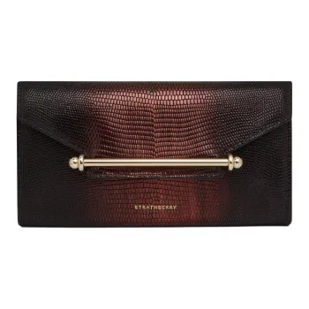 Strathberry Smooth Calf Leather Shoulder Bag Crossbody Bag Wallet Women's Red & Black