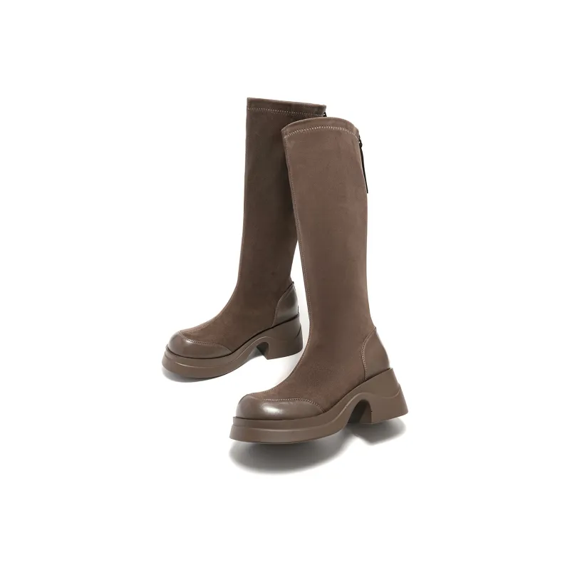 EBLAN Knee high Boots Women's Khaki-1