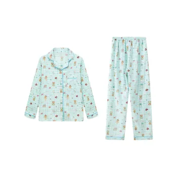 Sleep Students Dormitory Home Outerwear Ready Pajama Set Women's Green