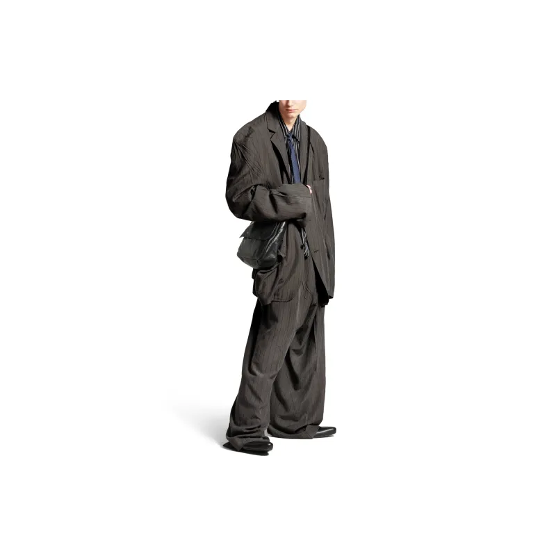 Balenciaga FW24 Business Suits Coats Loose Fit Style Men's Gray Green-3