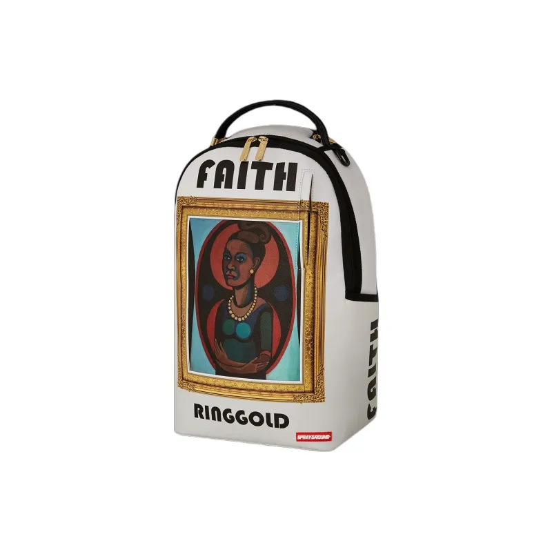 SPRAYGROUND FAITH RINGOLD Collaboration Artificial Leather Backpack Unisex White-2