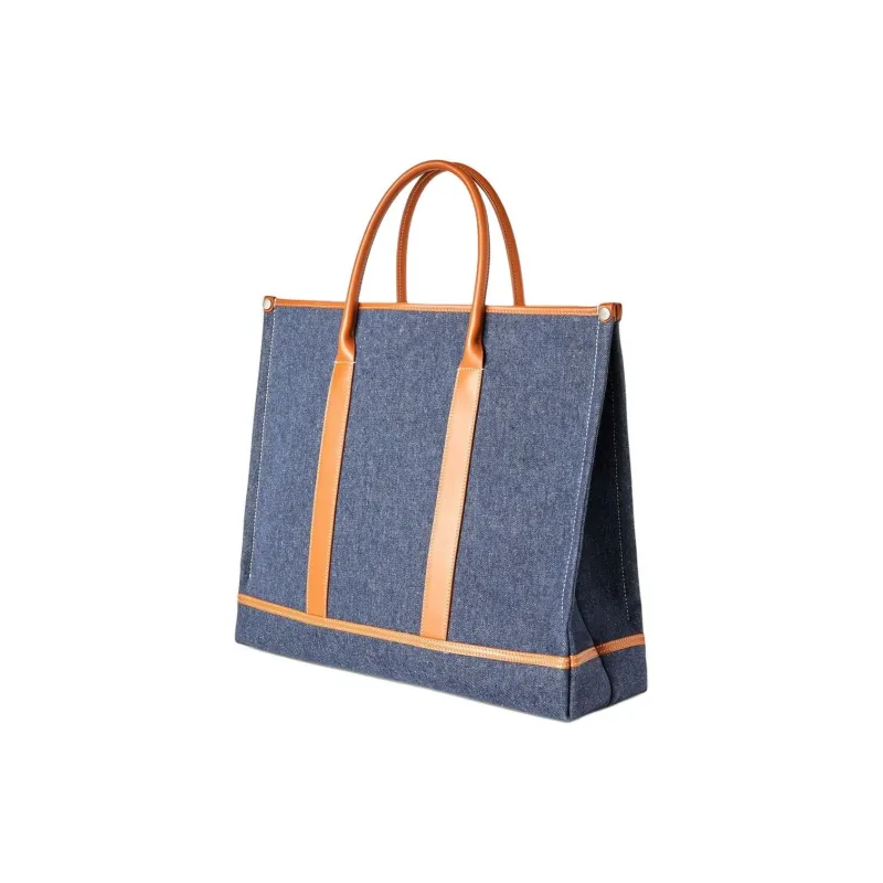 Loro Piana Cotton Tote Bag Shopping Bag Handbag Small Size Men's Wave Blue-1