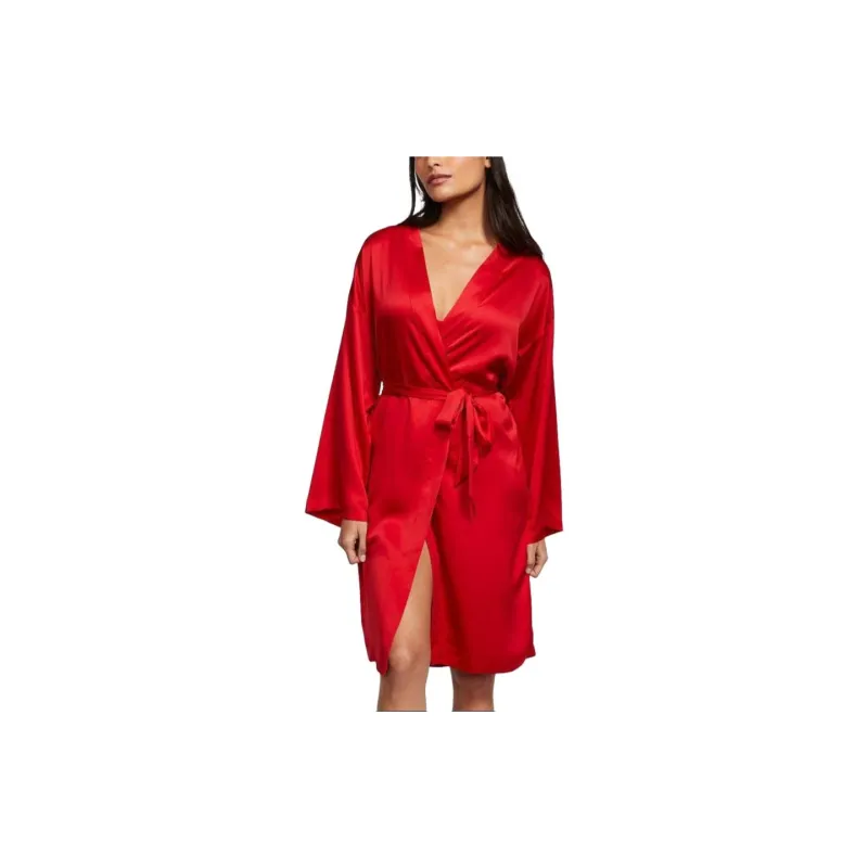 Victoria's Secret Satin Midi Robe Sleep Robe Women's Red-1